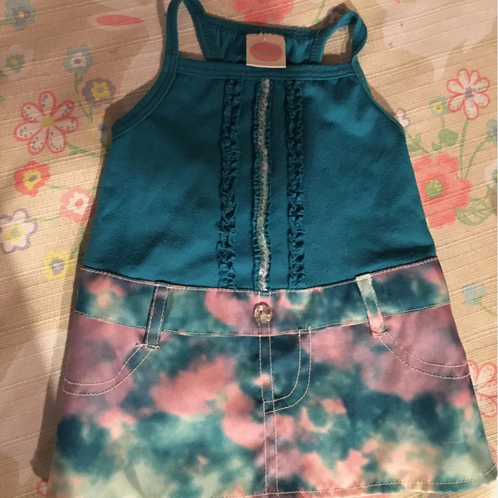 🐶🐾 Fur baby Tie dye denim look dress
